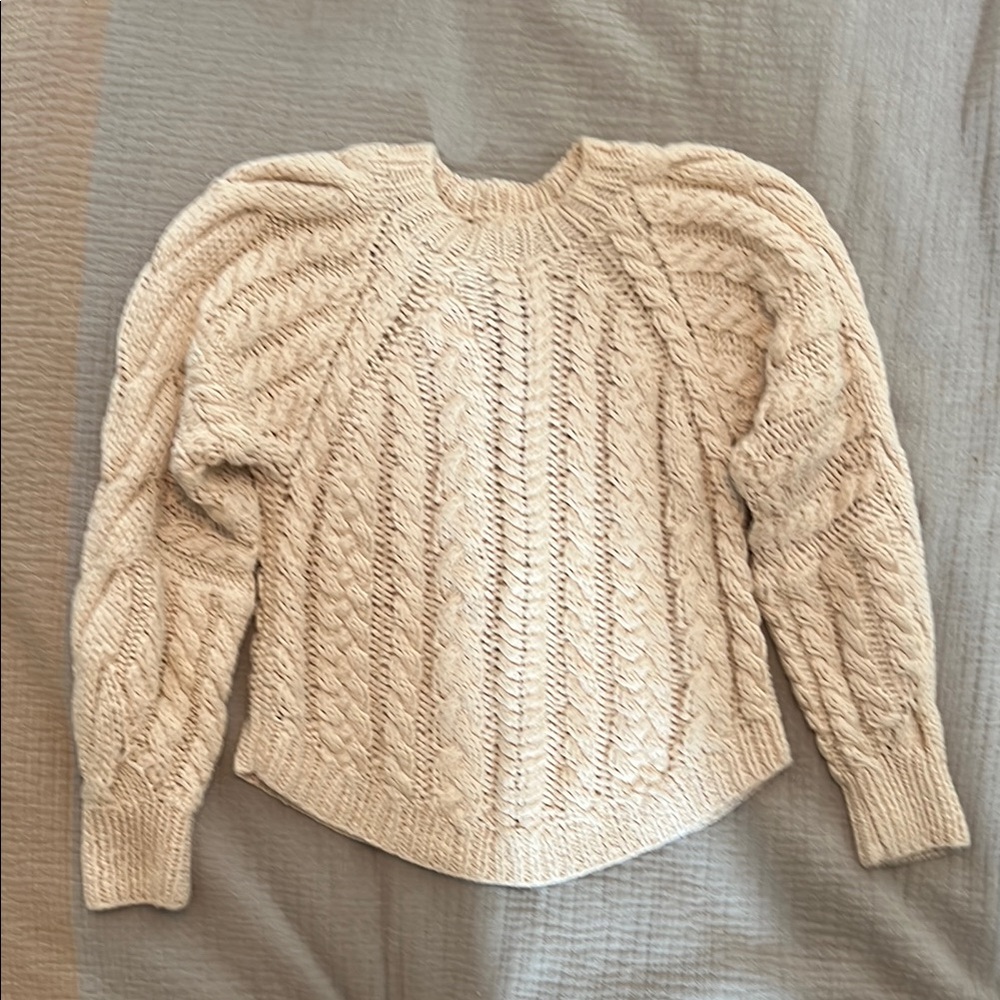 Ulla Johnson Cream Cable Knit Crew Neck Sweater